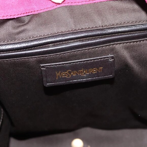 SAINT LAURENT Downtown Shoulder Bag Enamel Red Gold Auth sw465 - Picture 10 of 16